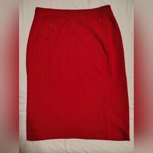 GISPA Red Wool Red Pencil Knee Length Skirt With Lining SZ L EU 40 FR 42 Italy